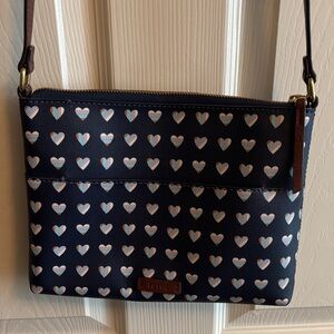 Fossil Dark Blue Heart Crossbody Bag